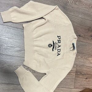 Prada Women's Beige Crew Neck Sweater